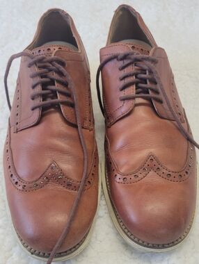 Cole Haan Wingtip Oxford Shoes Mens 9M Brown Leather Brogue Grand Comfort Dress
